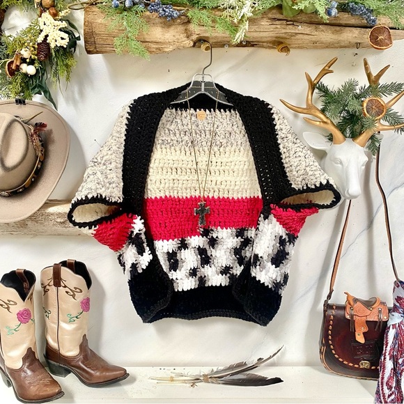 Vintage Sweaters - Artisan CABIN shrug cover up w cottagecore granny prairie vibe